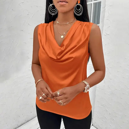 Silk-Like Satin Sexy Top Shirts