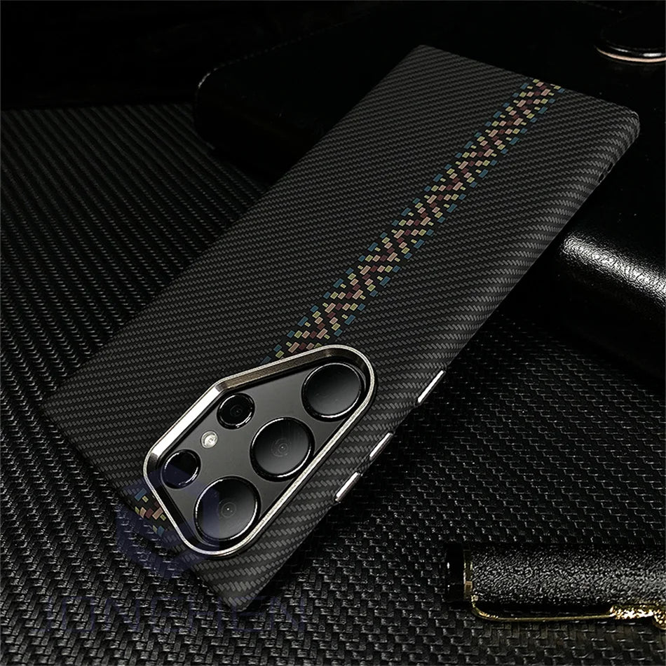 Ultra Slim Carbon Fiber Pattern Mganetic Samsung Cover
