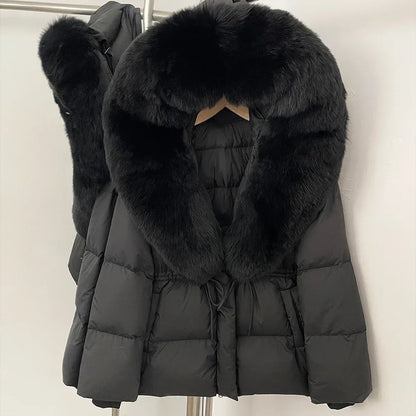 Real Fox Fur Puffer Jacket Coat