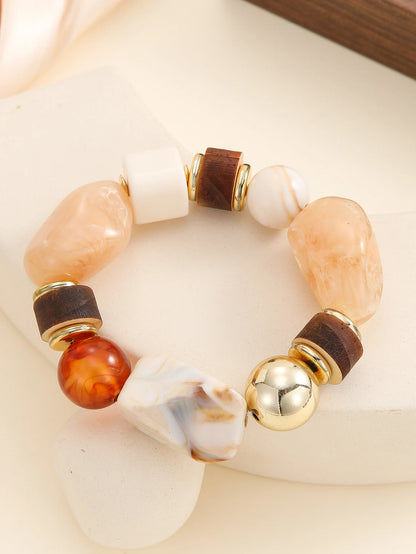 Acrylic Resin Open Bangle Double Balls Beads Adjustable Multi Colors  Bracelets