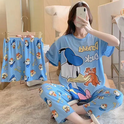 Three-piece Cartoon Pajamas Set