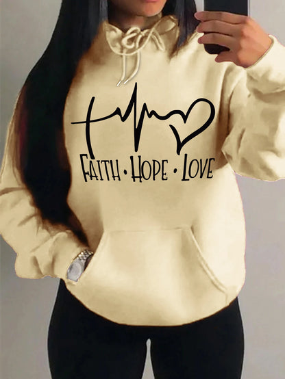 Faith Hope Love Letter Graphic Fleece Pullover
