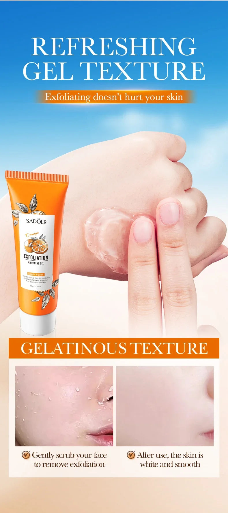 Gel exfoliante facial de naranja