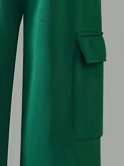 3-Piece "BROOKLYN" Print Cropped Hoodie Tank Top & Green Cargo Sweatpants Set