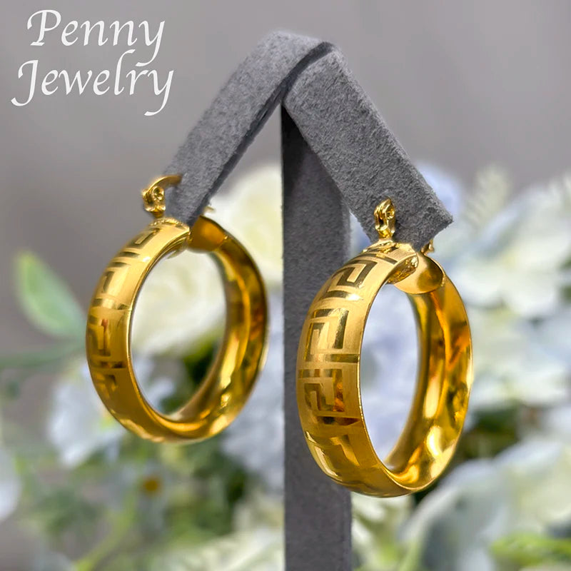 18K Gold Plated Hoop Copper Vintage Circle Earring