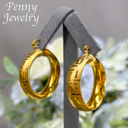 18K Gold Plated Hoop Copper Vintage Circle Earring