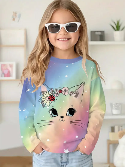 Cartoon Animal Capybala O-Neck Tops Long Sleeve Hoodies