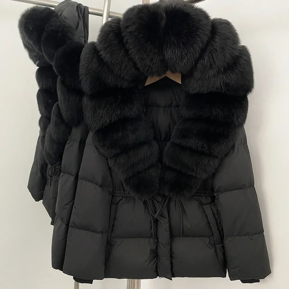 Real Fox Fur Puffer Jacket Coat