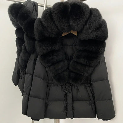 Real Fox Fur Puffer Jacket Coat