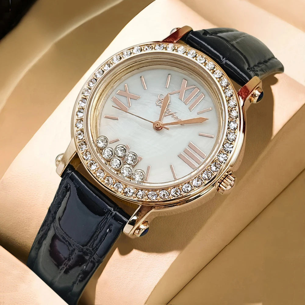 Vintage Green Waterproof with a Luxurious Diamond-Studded Watch
