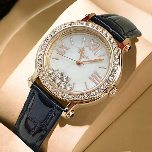 Vintage Green Waterproof with a Luxurious Diamond-Studded Watch