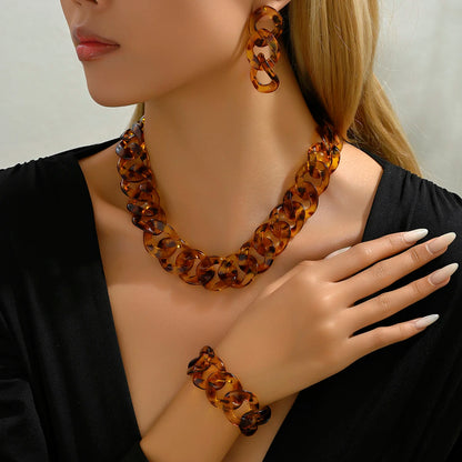 Exaggerated Necklace bracelet earrings set