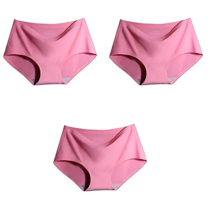 3Pcs/Set Large Size Mid-waist Ice silk Lingerie