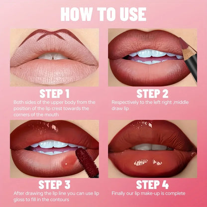 Gradient Lips Set Lip Liner + Glass Lip Gloss Mirror Shine Finish