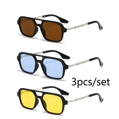 Metal Frame Square Black Rectangle Sunglasses