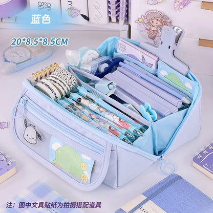Large Capacity Pencil Case with Zipper Portable Stationery Bag