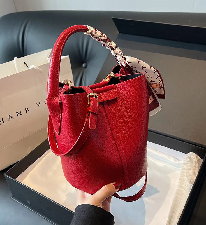 Crossbody PU Material Versatile Bucket Bag