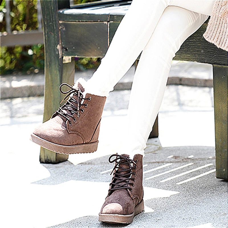 Plus Velvet Warm Cross Belt Round Toe Short Boots