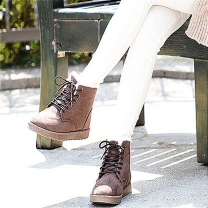 Plus Velvet Warm Cross Belt Round Toe Short Boots