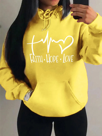Faith Hope Love Letter Graphic Fleece Pullover