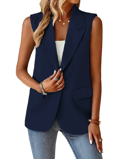 Polo Collar Sleeveless Suit Vest