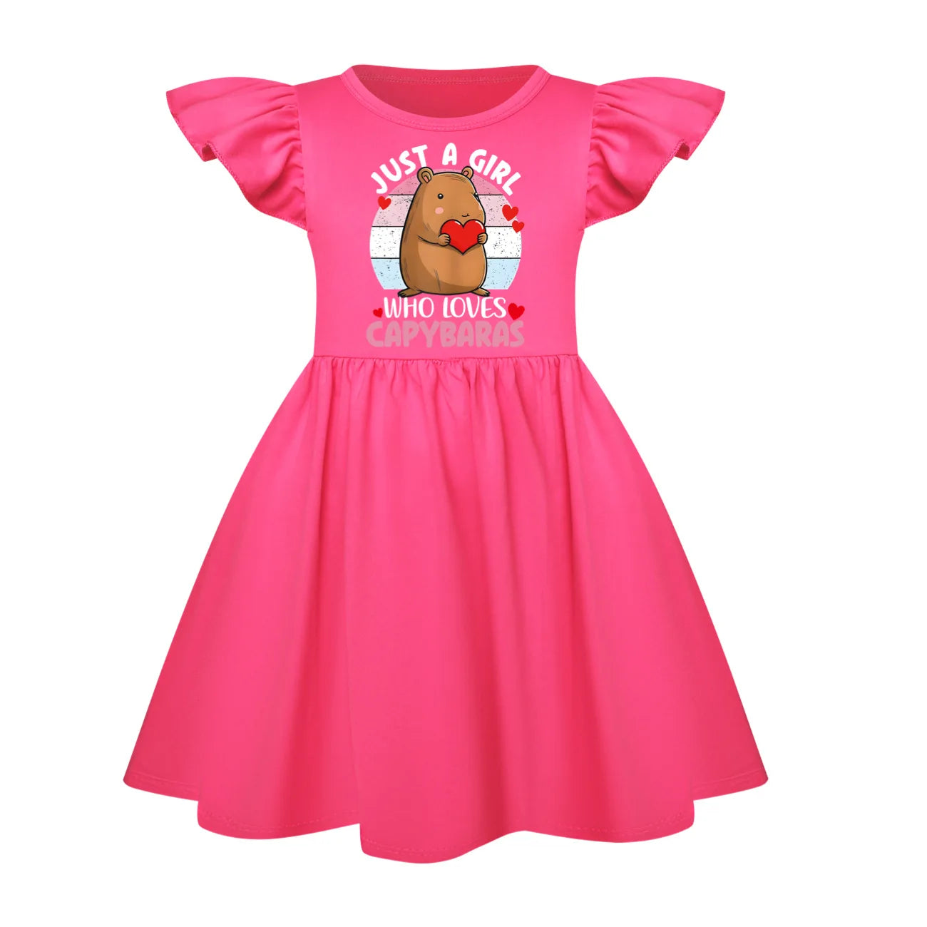 Capibala Kids Cute Capybara Fly Sleeve Casual Dresses