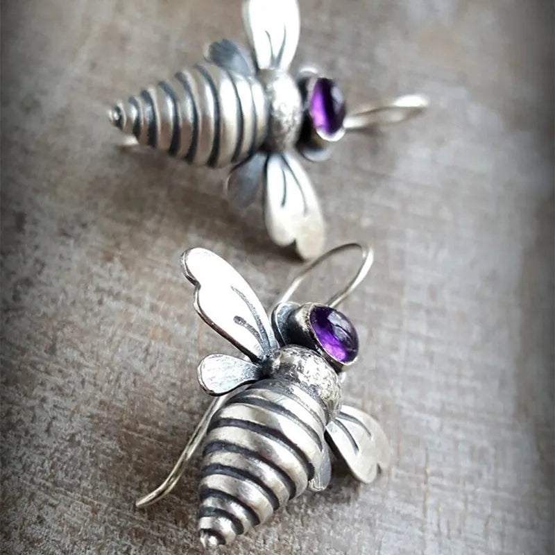Vintage Bronze Dragonfly Drop Earrings