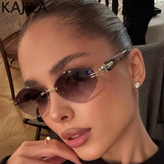 Small Frame Hexagon Rimless Sunglasses