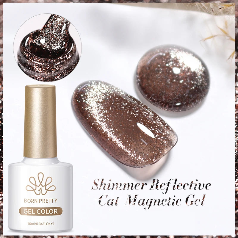 Sparkling Glass Bead Cat Magnetic Gel Nail Polish