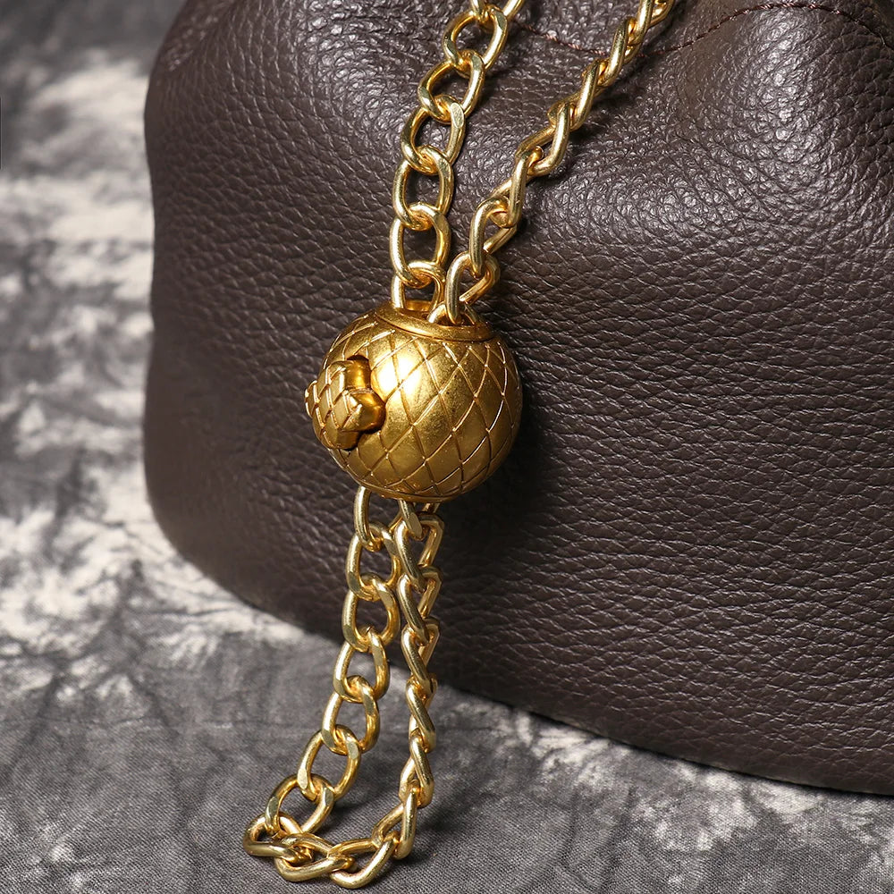 Genuine Leather Chain Crossbody Bag