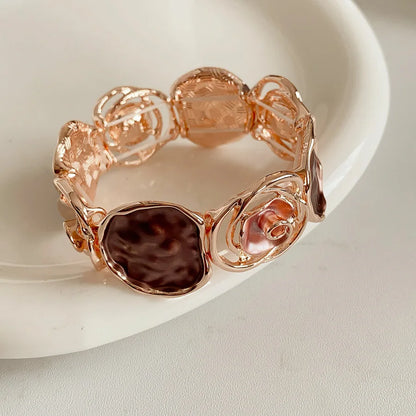 Vintage Dripping Oil Hollow Rose Flowers Geometric Bracelets