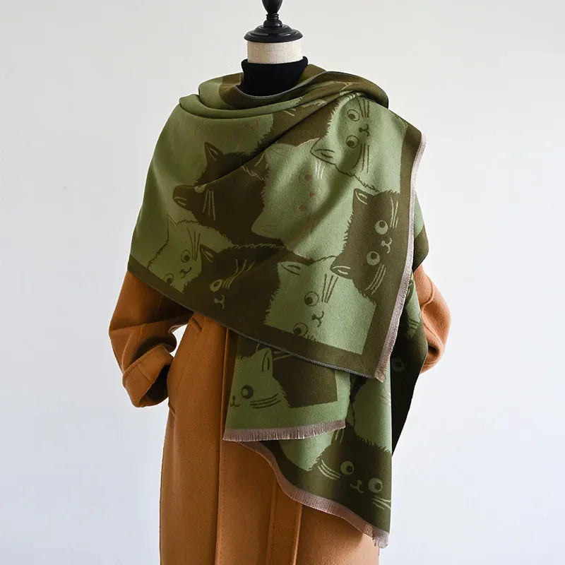 Cute Cat Cashmere Scarf