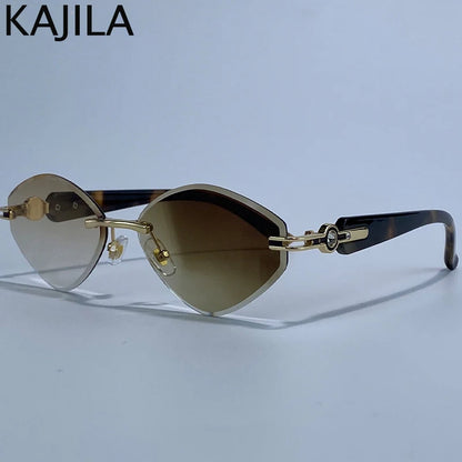 Small Frame Hexagon Rimless Sunglasses