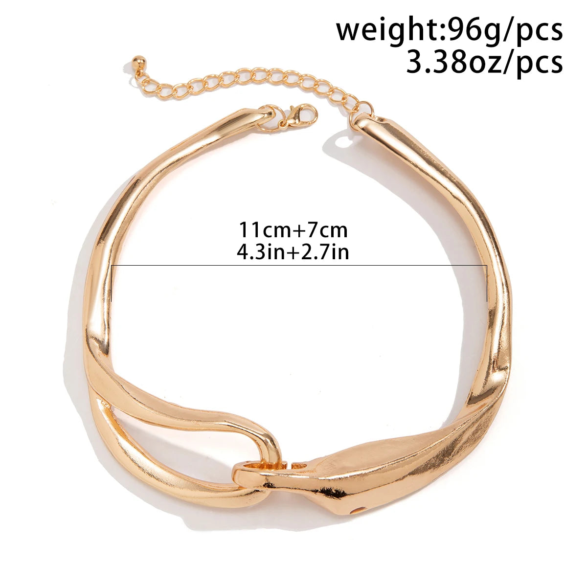Exaggerated Chunky Heavy Metal Buckle Choker Necklace