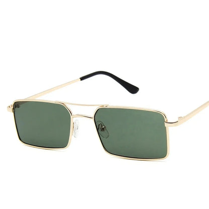 Square Alloy Metal Small Frame Double Bridge Sunglasses