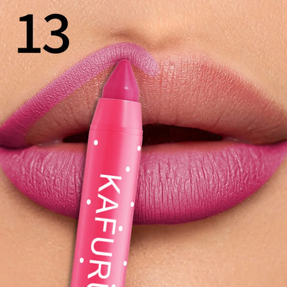 15 Colors Lipstick Pencil Waterproof Sexy Red Matte Contour Tint Lipstick
