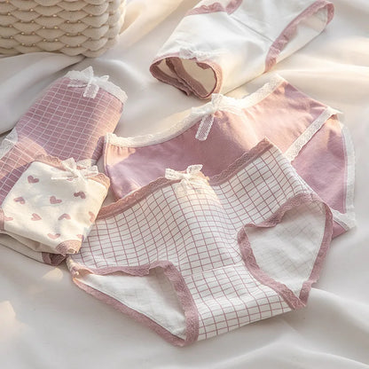 5Pcs/Lot Cute Love Cotton Sexy Lingerie