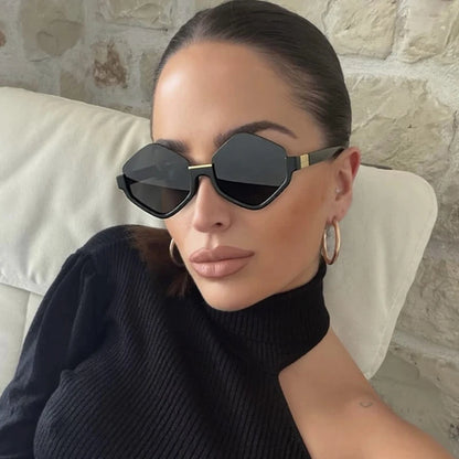 Diamond Half-Frame Polygonal Personalized Sunglasses