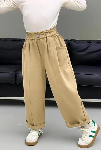 Girls Cotton Wide Leg Pants