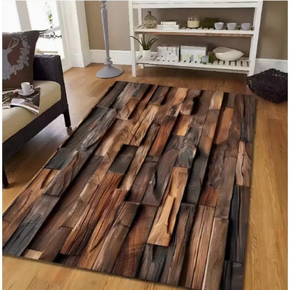 Black Wood Grain Printed Area Pad Soft Floor Pad