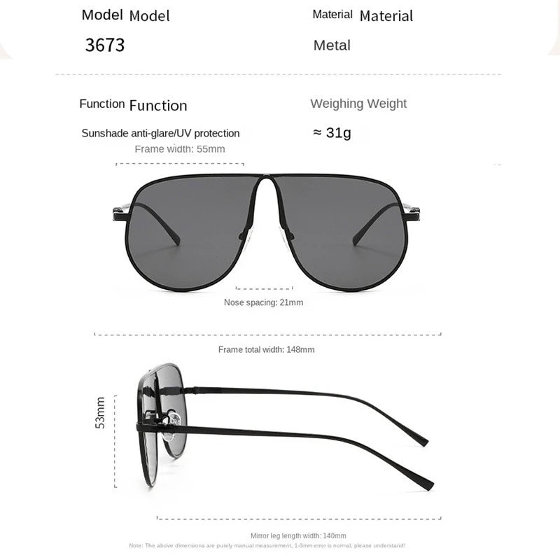 Oversize Square Vintage Alloy Gradient Elegant Sunglasses