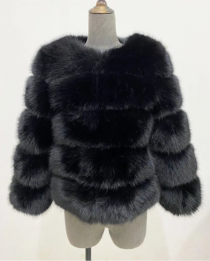 Chaqueta de piel sintética esponjosa de visón