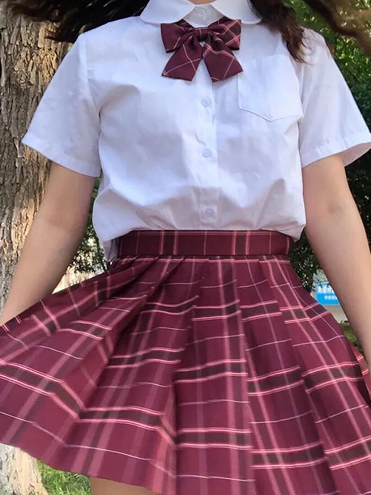 Falda corta de baile estilo preppy de talle alto para chicas