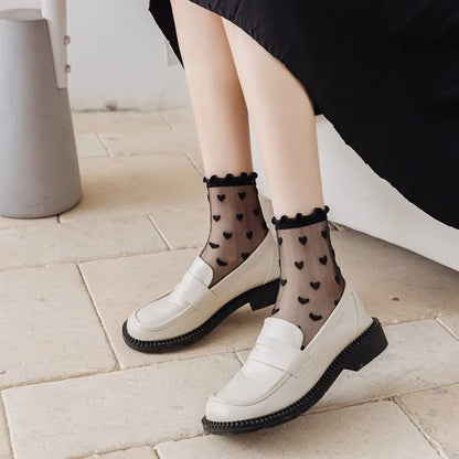 Thin Glasses French Lace Socks