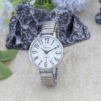 Casual Quartz Arabic Large Number Elastic Watch