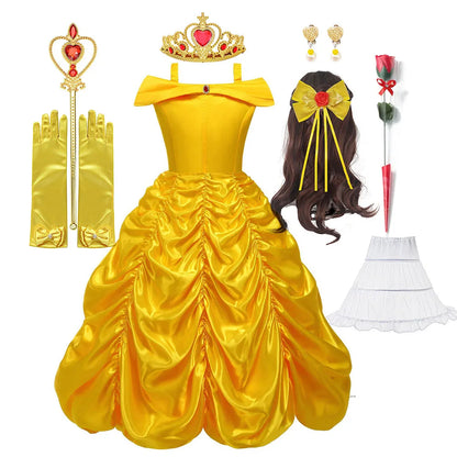 Off Shoulder Yellow Princess Costume Cosplay Dress