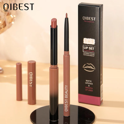 2pcs Lipstick Lipliner Matte Nude Lip Liner Pencil Waterproof Set