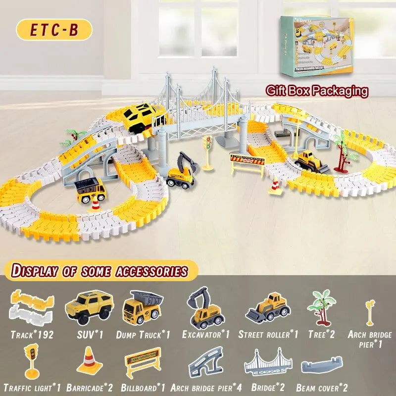 DIY building block track splicing puzzle Electric Track Toy