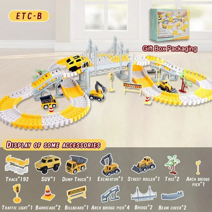 DIY building block track splicing puzzle Electric Track Toy