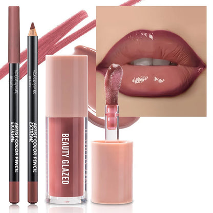 2pcs/Set Velvet Texture Lip Makeup Matte Effect Lip Makeup